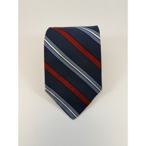 Tommy Hilfiger Classic Repp Tie 58" Navy Red Yellow Blue Made In USA